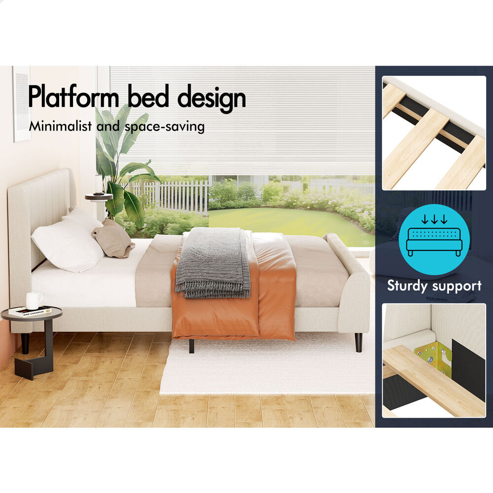 Valencia Upholstered Bed Frame Beige