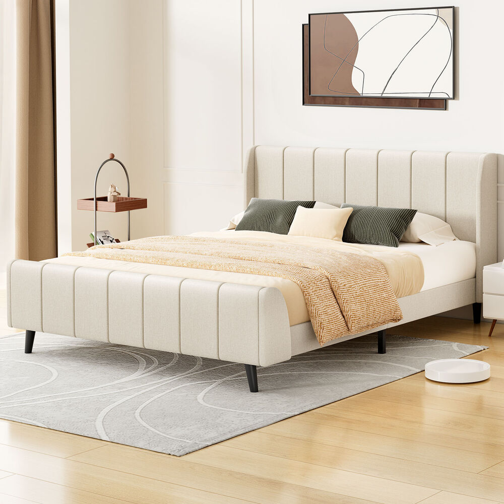 Valencia Upholstered Bed Frame Beige