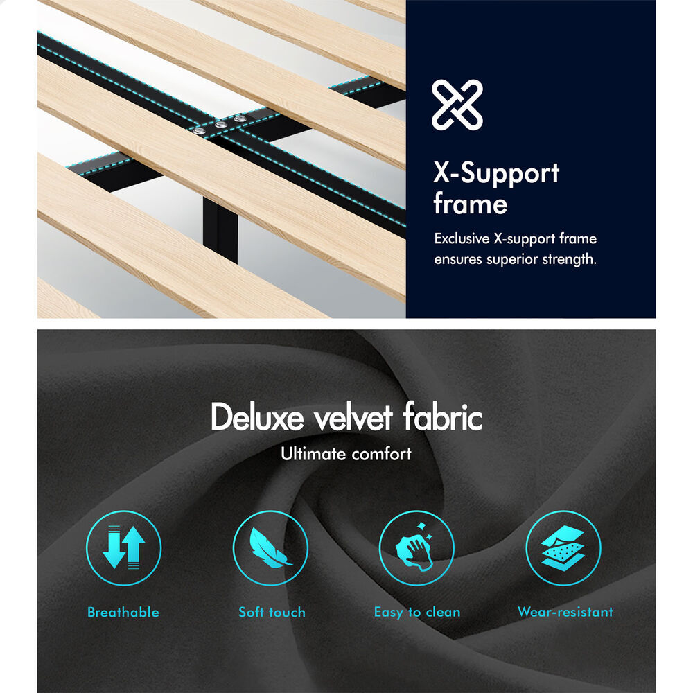 Valencia Upholstered Bed Frame Grey