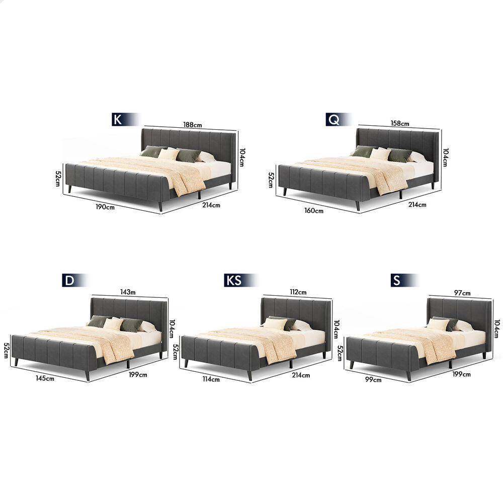 Valencia Upholstered Bed Frame Grey