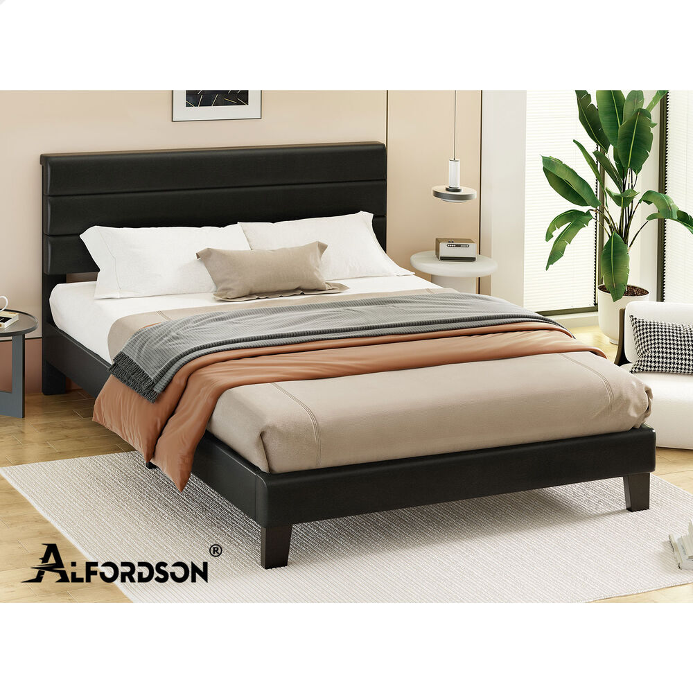 Preston Faux Leather Bed Frame Black