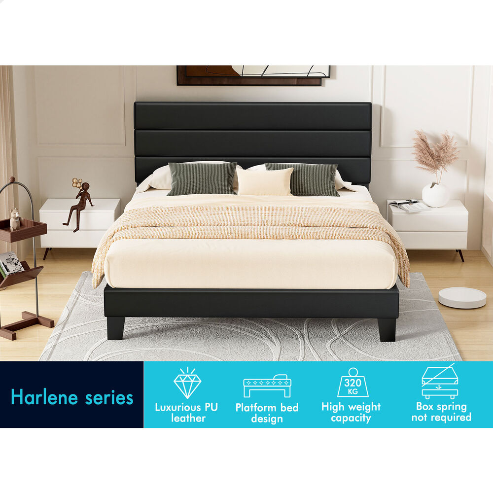 Preston Faux Leather Bed Frame Black