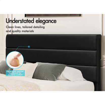 Preston Faux Leather Bed Frame Black