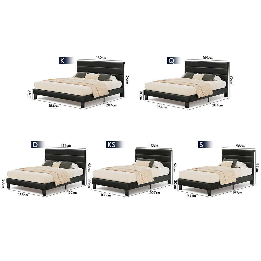 Preston Faux Leather Bed Frame Black