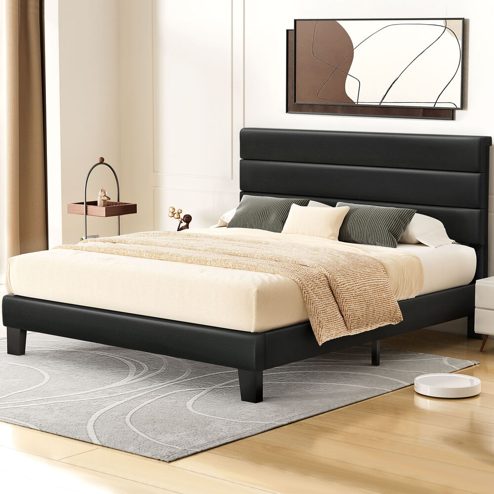 Preston Faux Leather Bed Frame Black