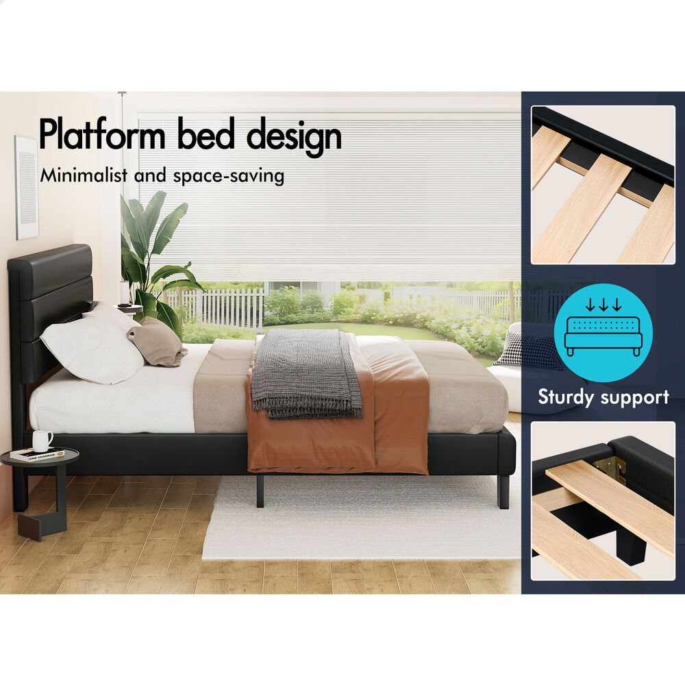 Preston Faux Leather Bed Frame Black