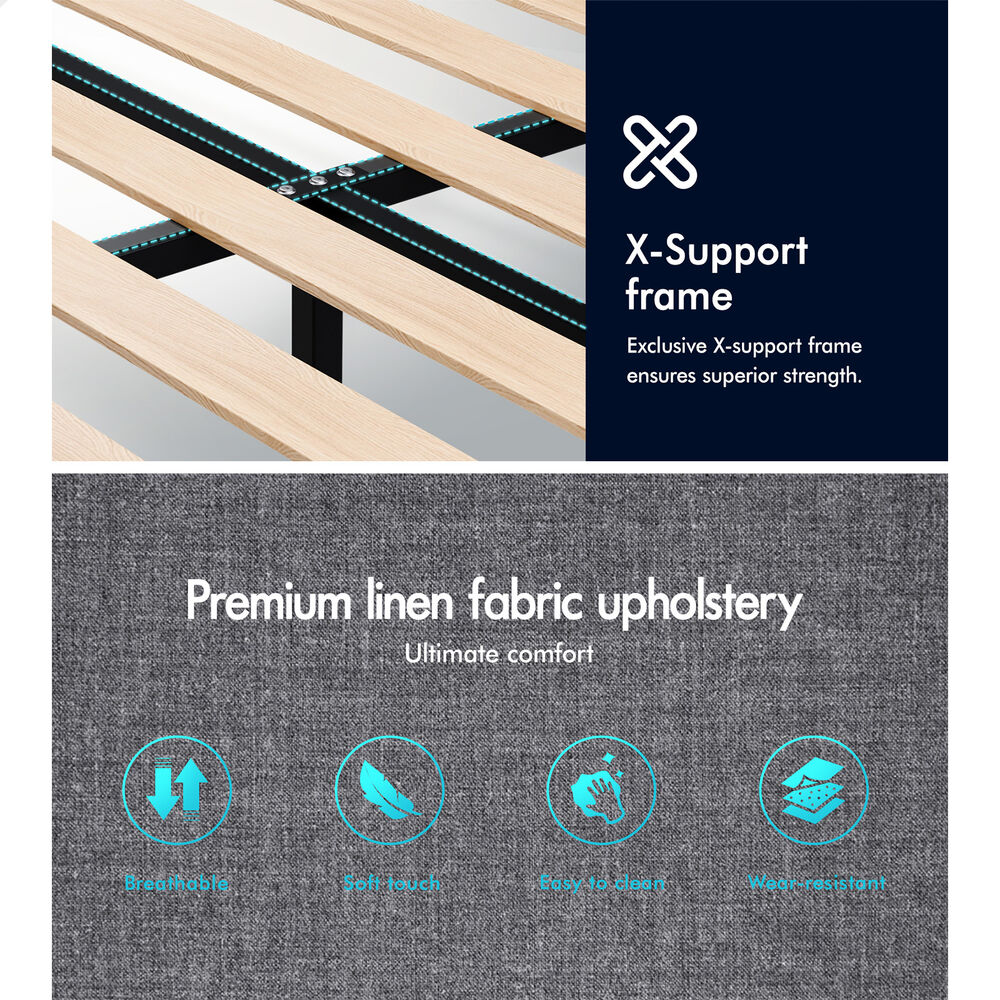 Preston Upholstered Bed Frame Grey