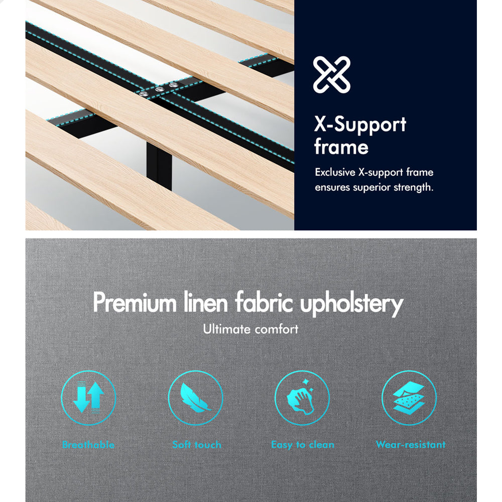 Kyle Upholstered Bed Frame Grey