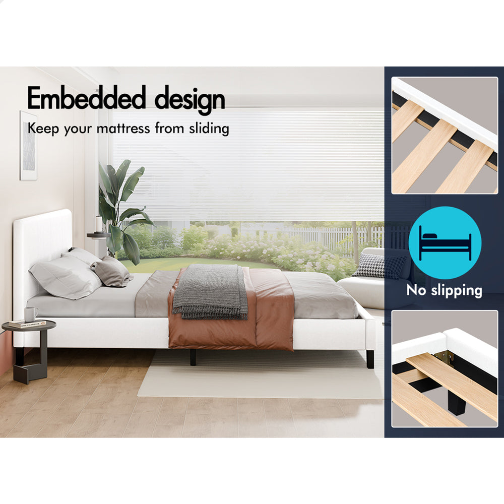 Kyle Faux Leather Bed Frame White