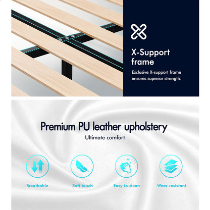 Kyle Faux Leather Bed Frame White