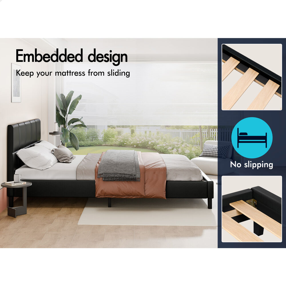 Adelaide Faux Leather Bed Frame Black