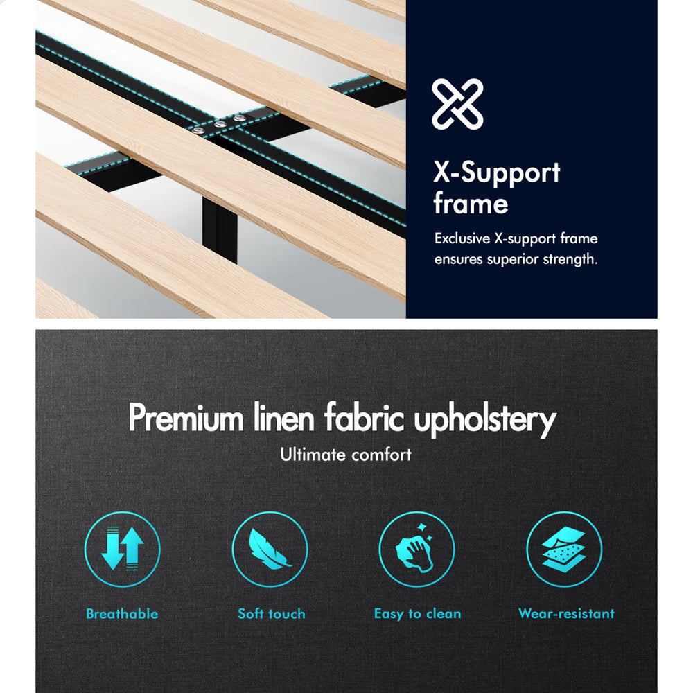 Adelaide Upholstered Bed Frame Charcoal