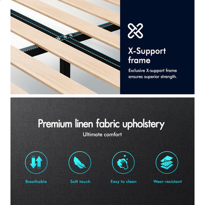 Adelaide Upholstered Bed Frame Charcoal