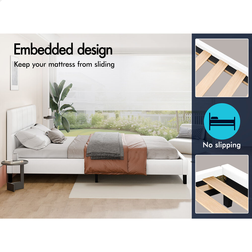 Adelaide Faux Leather Bed Frame White