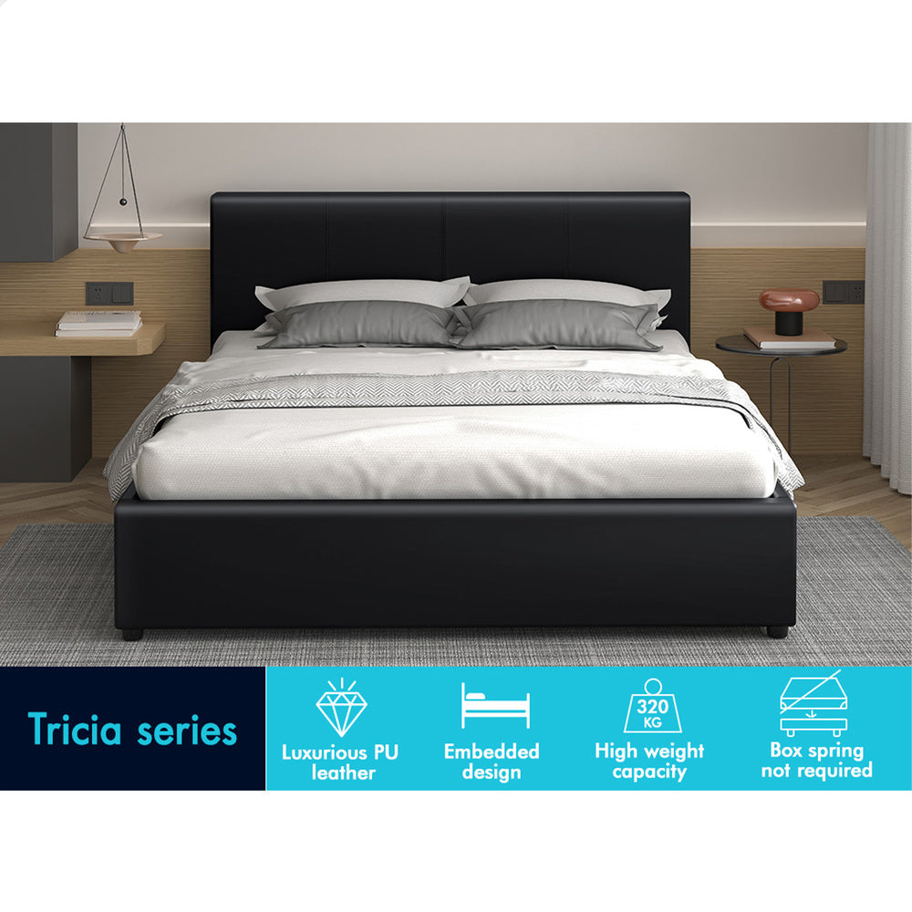 Houston Faux Leather Gas Lift Bed Black