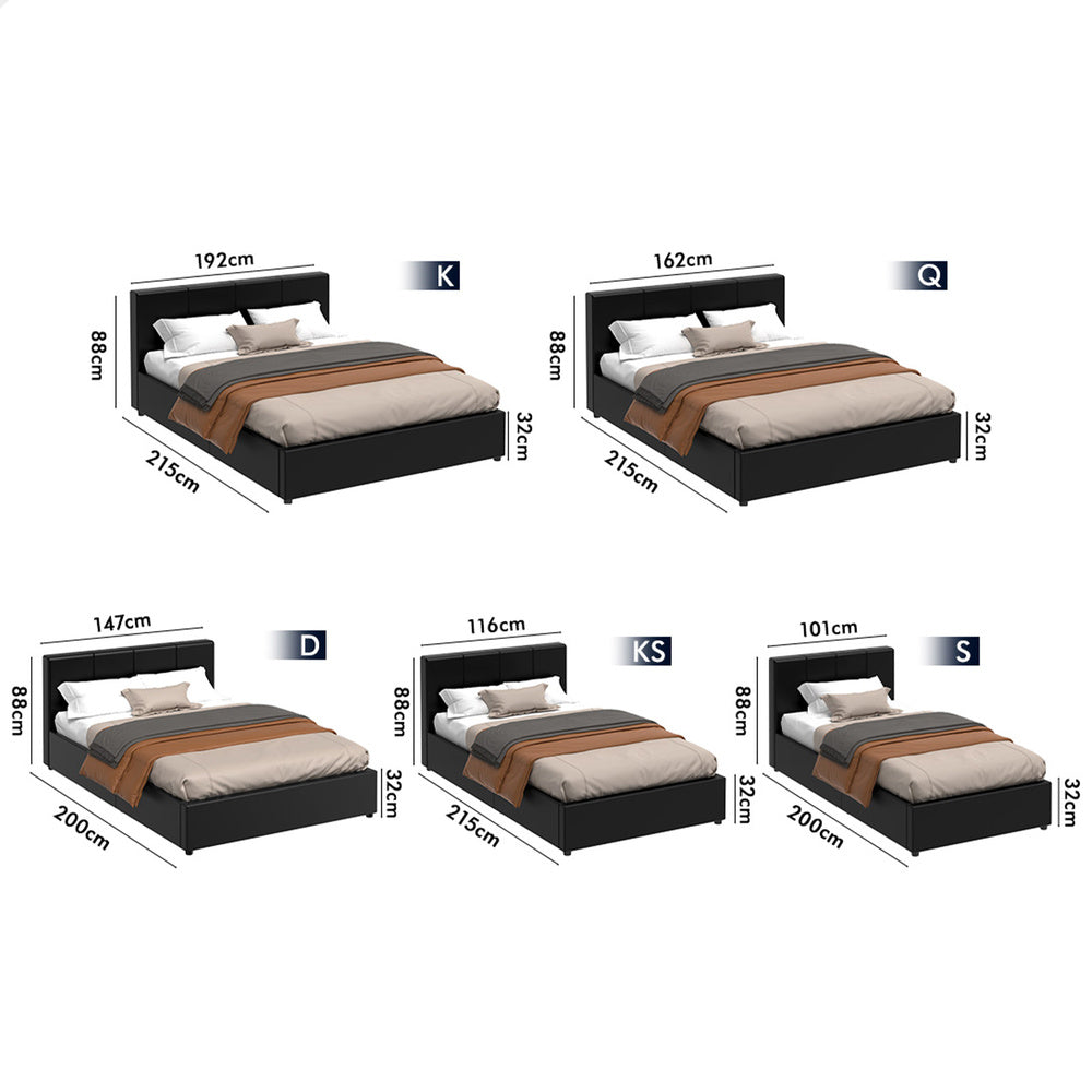 Houston Faux Leather Gas Lift Bed Black