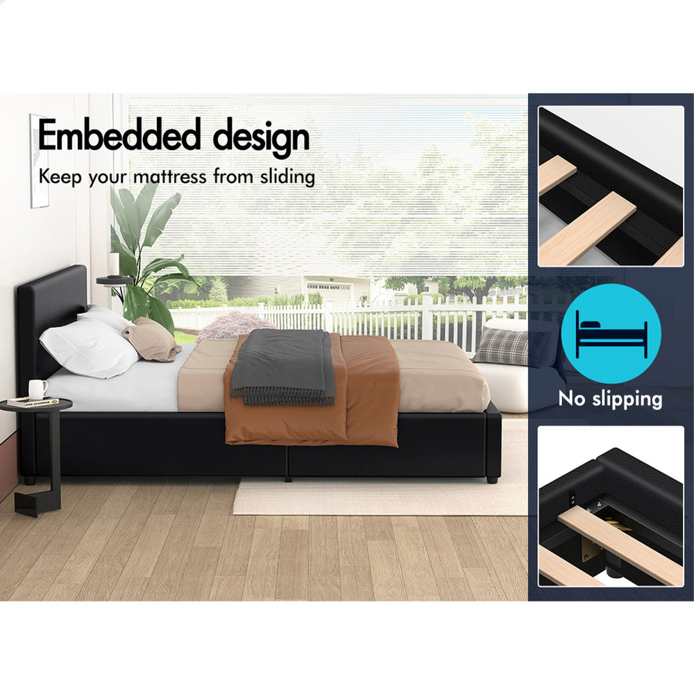 Houston Faux Leather Gas Lift Bed Black