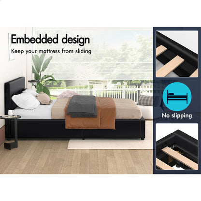 Houston Faux Leather Gas Lift Bed Black