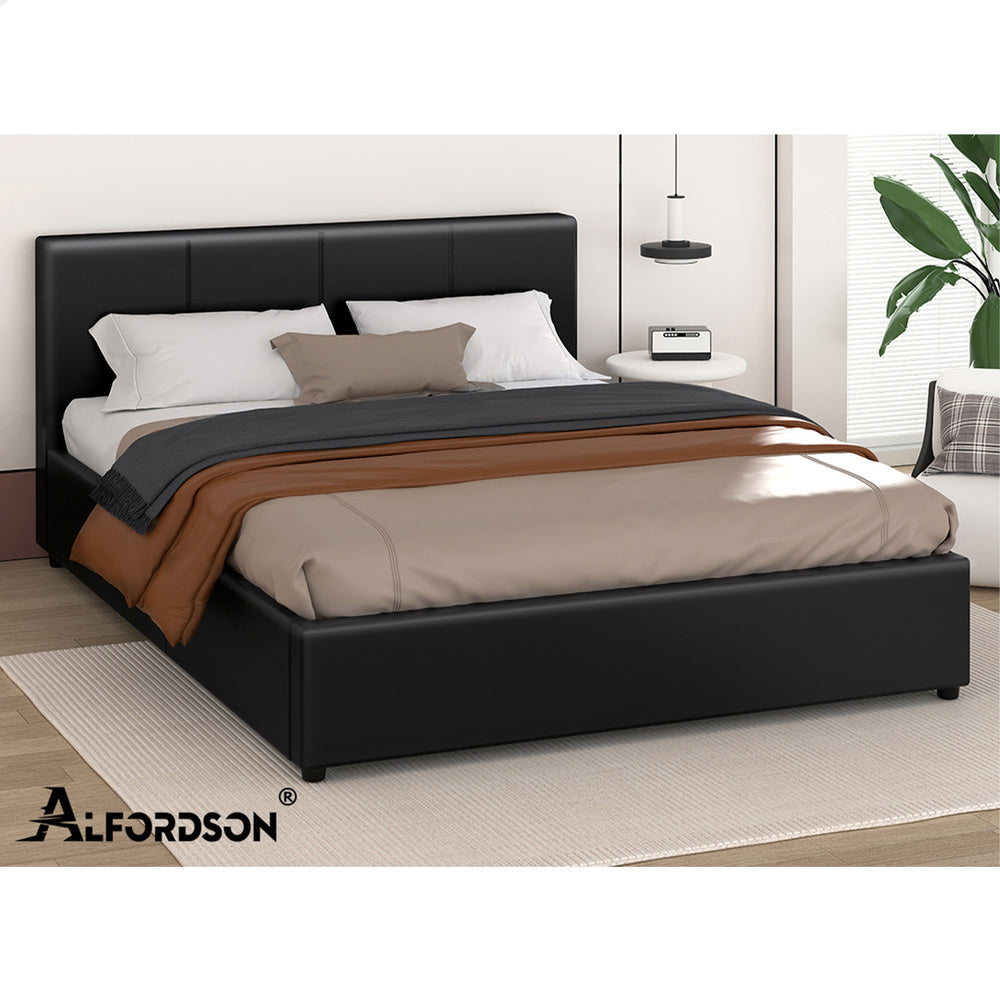 Houston Faux Leather Gas Lift Bed Black