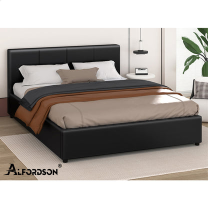 Houston Faux Leather Gas Lift Bed Black