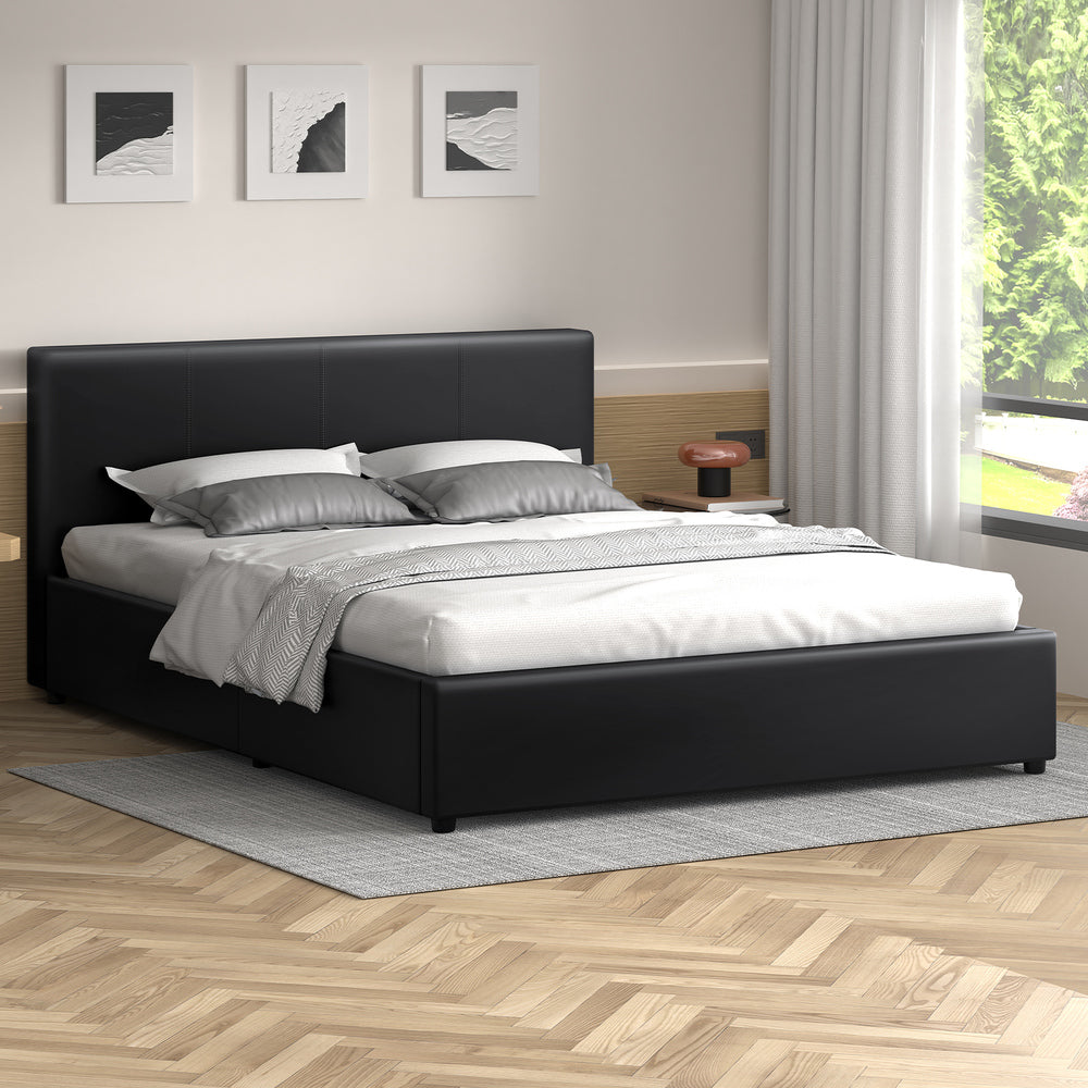 Houston Faux Leather Gas Lift Bed Black