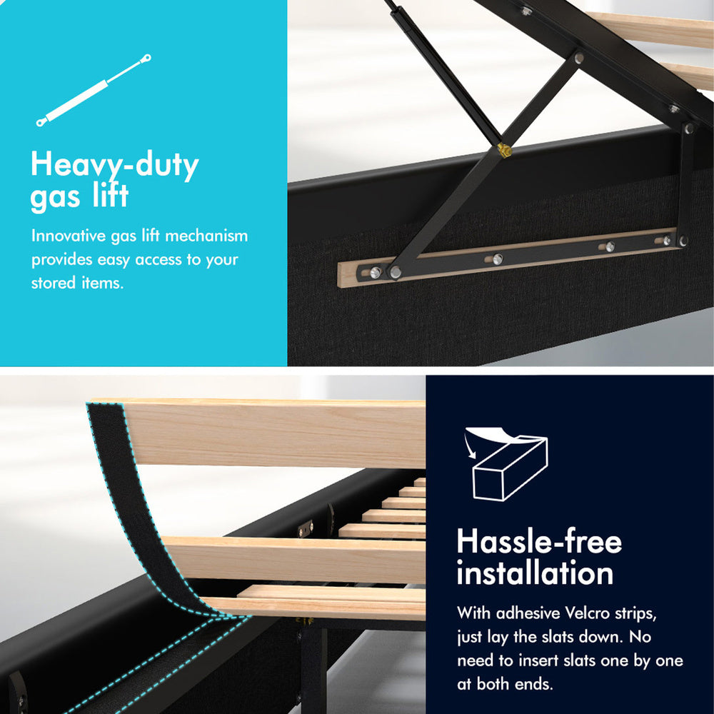 Houston Faux Leather Gas Lift Bed Black