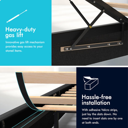 Houston Faux Leather Gas Lift Bed Black