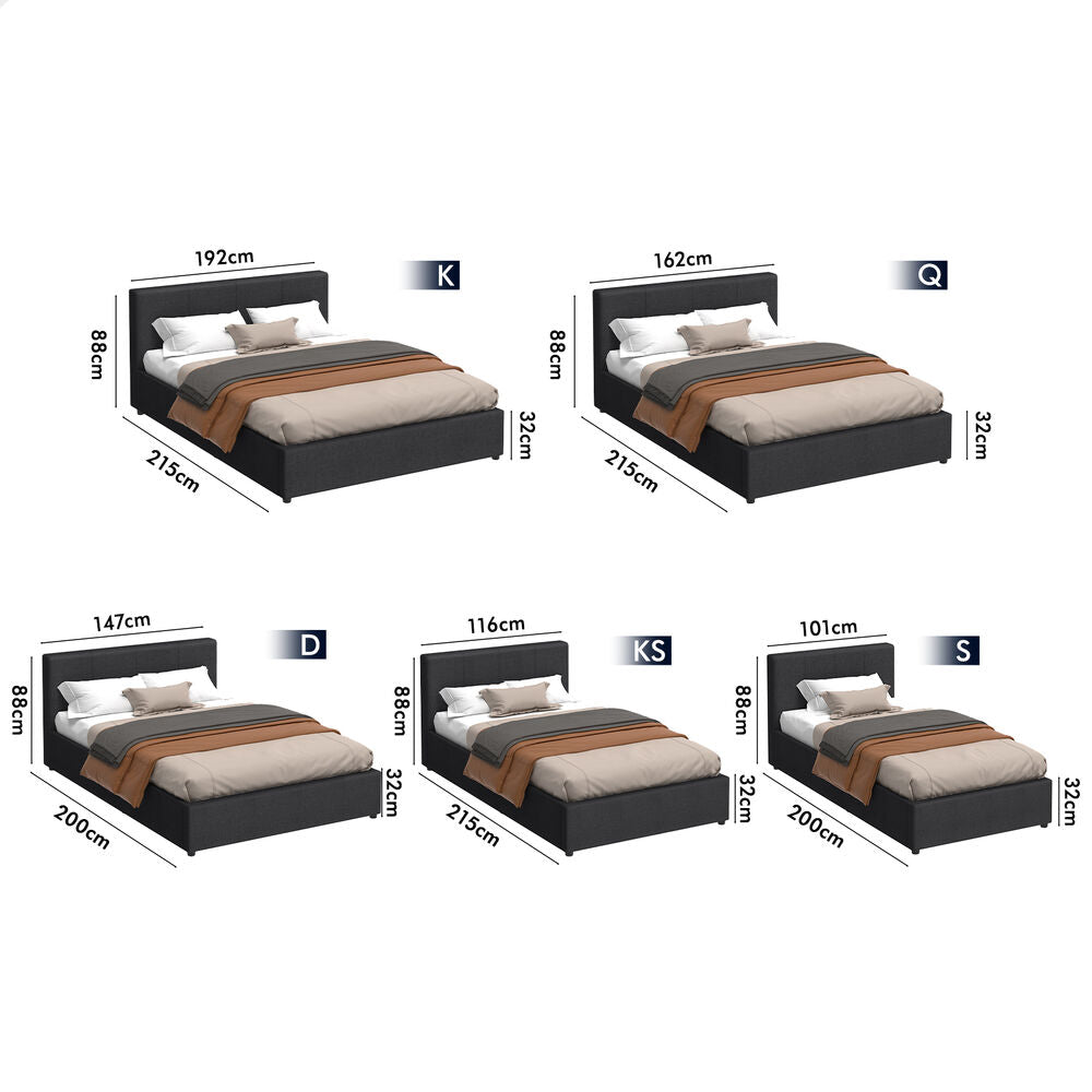 Houston Upholstered Gas Lift Bed Charcoal