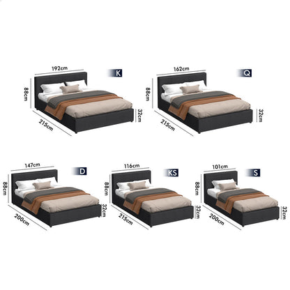 Houston Upholstered Gas Lift Bed Charcoal