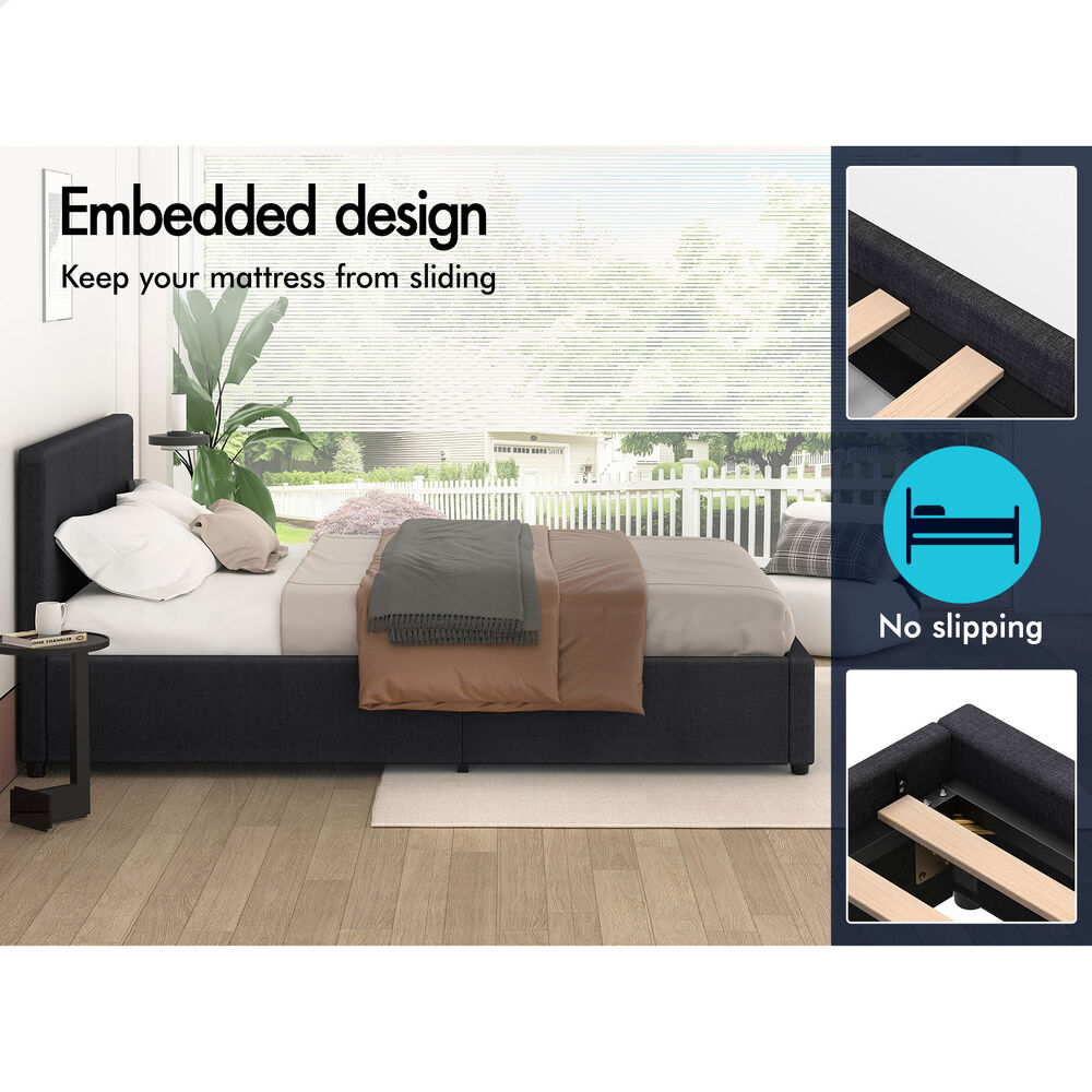 Houston Upholstered Gas Lift Bed Charcoal