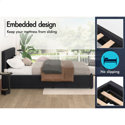 Houston Upholstered Gas Lift Bed Charcoal