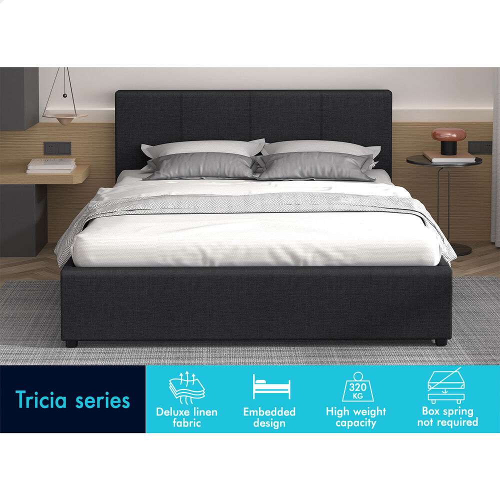 Houston Upholstered Gas Lift Bed Charcoal