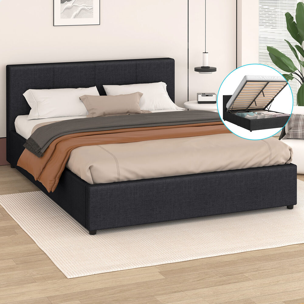 Houston Upholstered Gas Lift Bed Charcoal