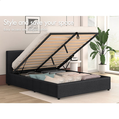 Houston Upholstered Gas Lift Bed Charcoal