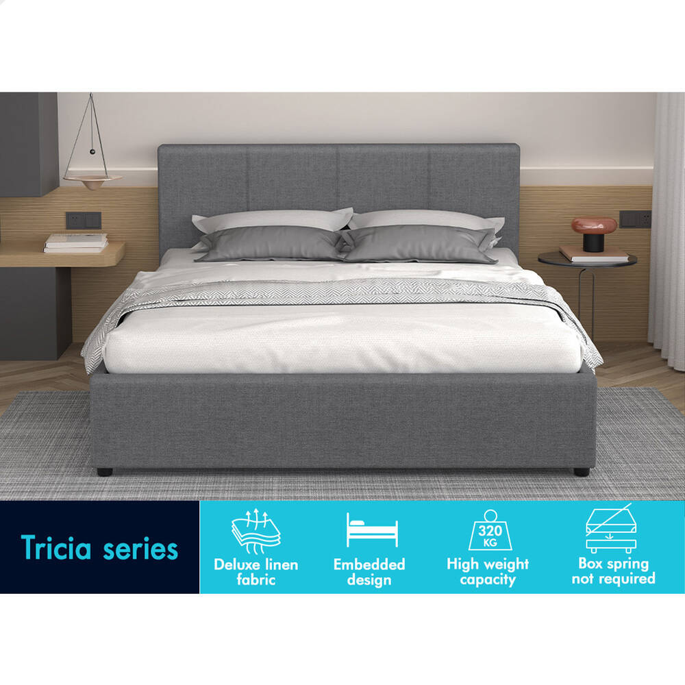 Houston Upholstered Gas Lift Bed Grey