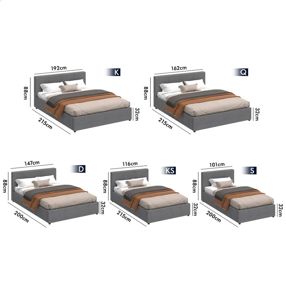 Houston Upholstered Gas Lift Bed Grey