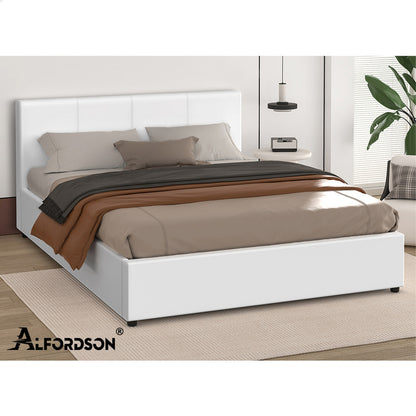 Houston Faux Leather Gas Lift Bed White