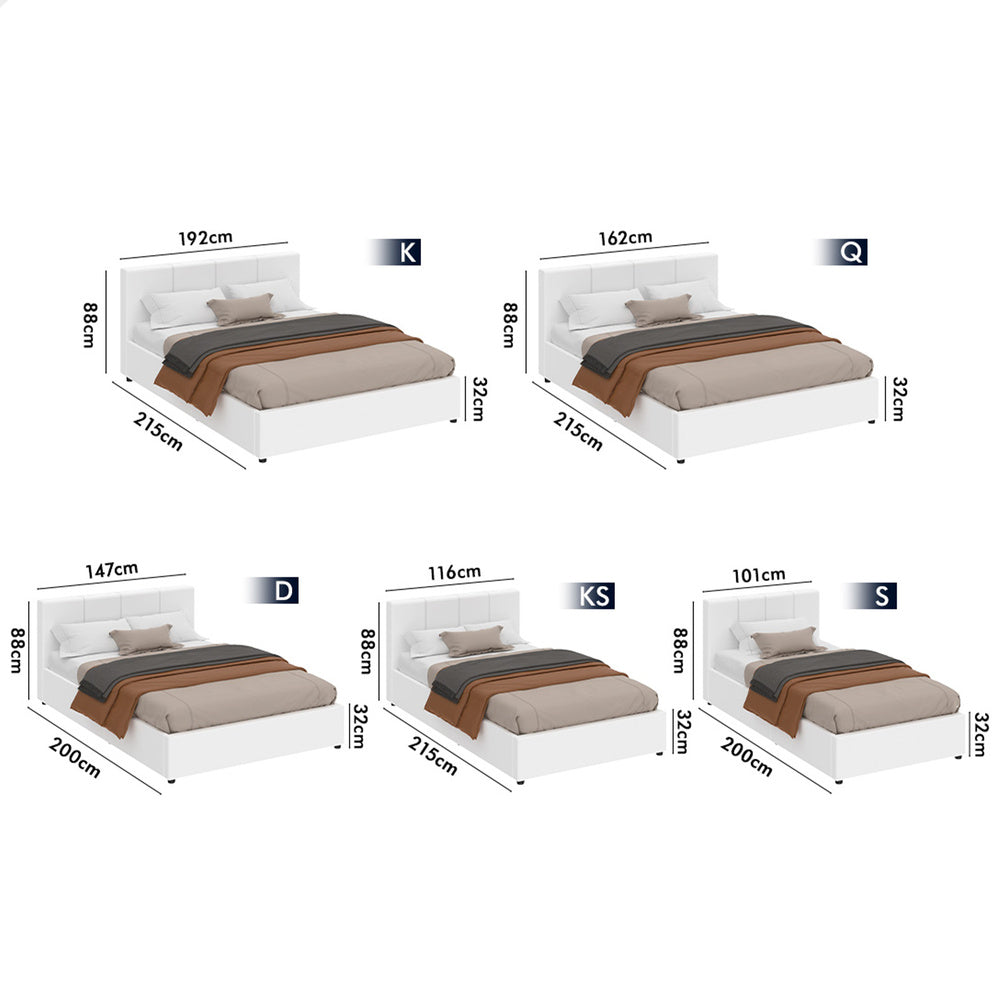Houston Faux Leather Gas Lift Bed White