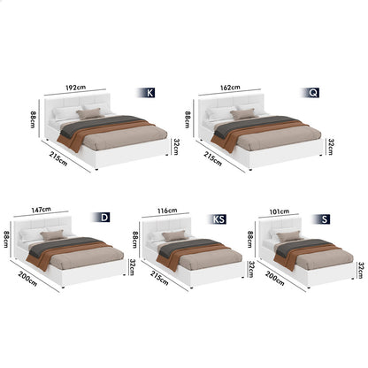 Houston Faux Leather Gas Lift Bed White