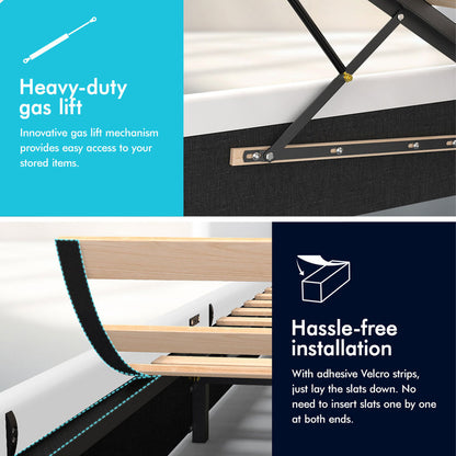 Houston Faux Leather Gas Lift Bed White