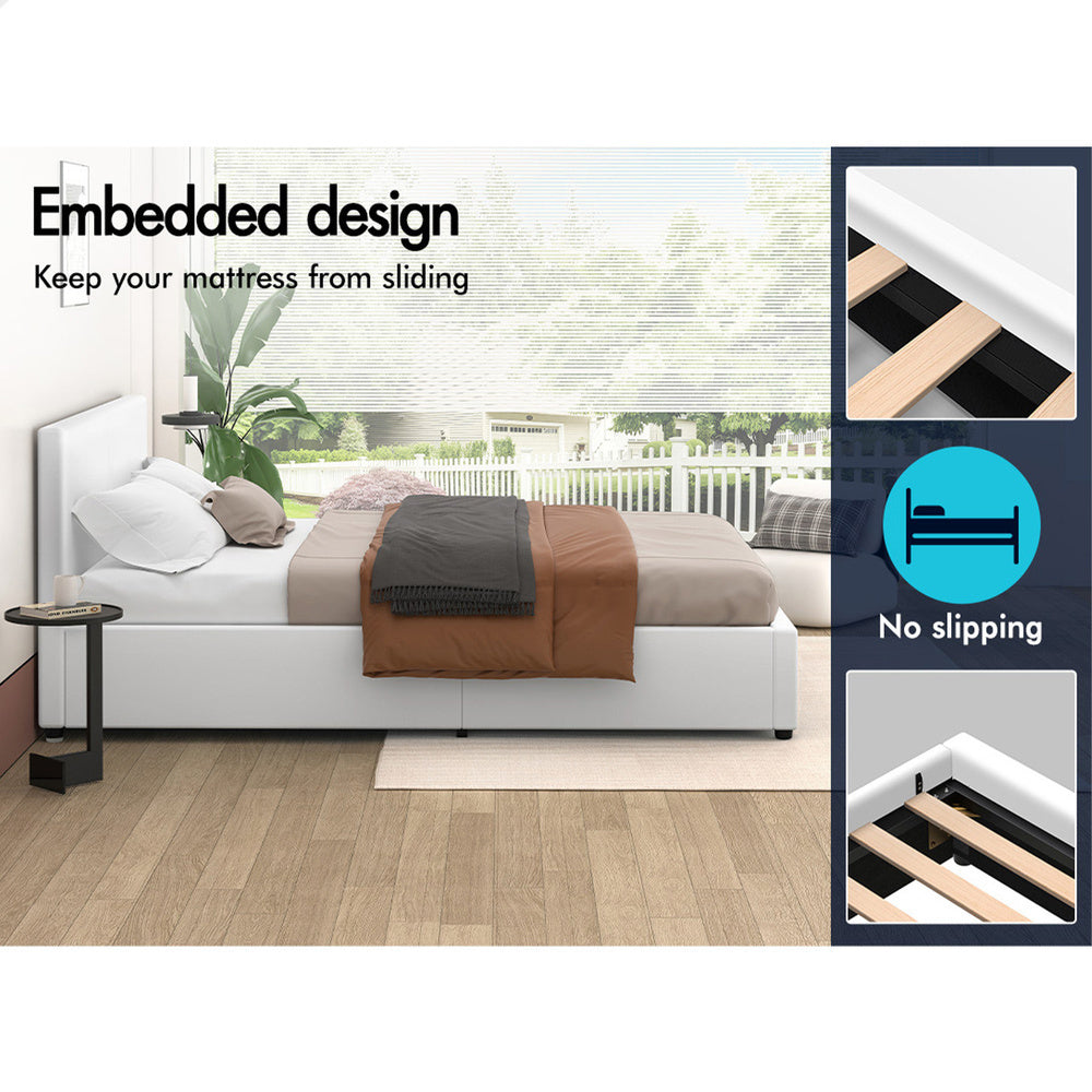 Houston Faux Leather Gas Lift Bed White