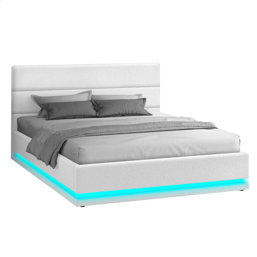 White Aurora Boucle Gas Lift Bed