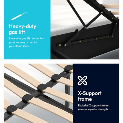 White Aurora Boucle Gas Lift Bed