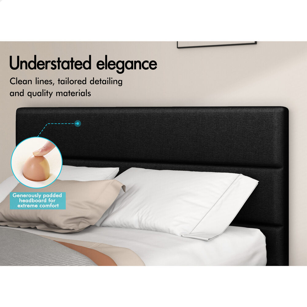 Black Aurora Upholstered Gas Lift Bed