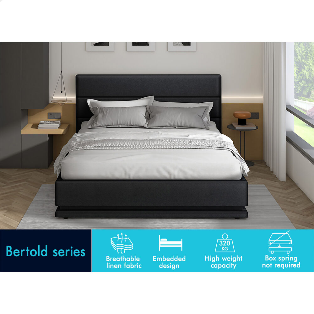 Black Aurora Upholstered Gas Lift Bed