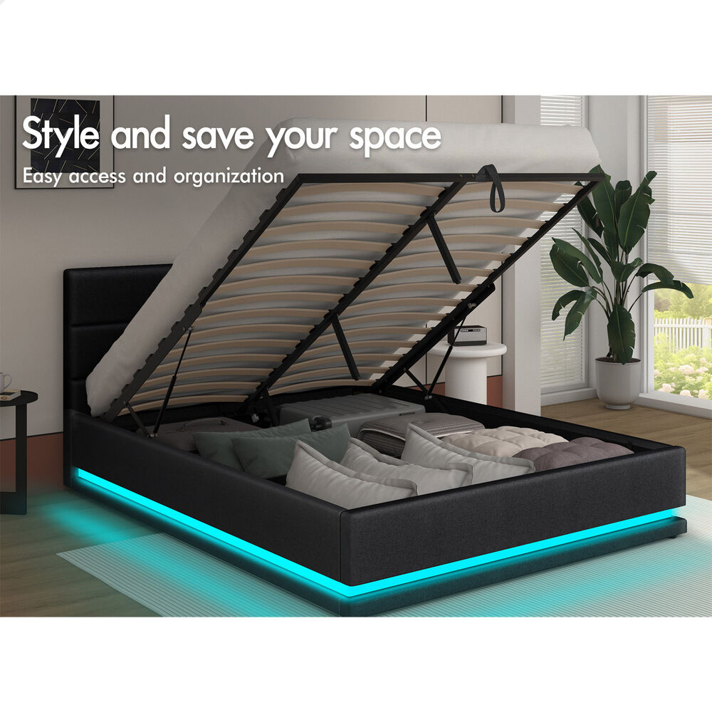 Black Aurora Upholstered Gas Lift Bed