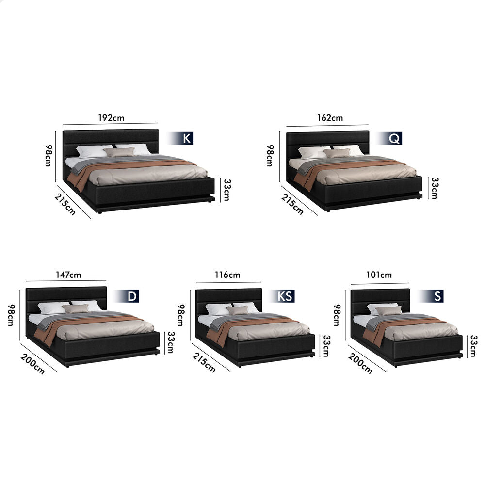 Black Aurora Upholstered Gas Lift Bed