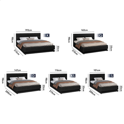 Black Aurora Upholstered Gas Lift Bed