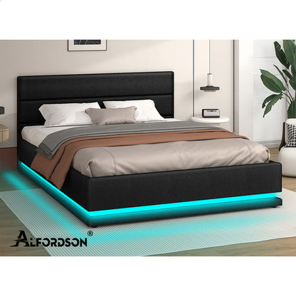 Black Aurora Upholstered Gas Lift Bed