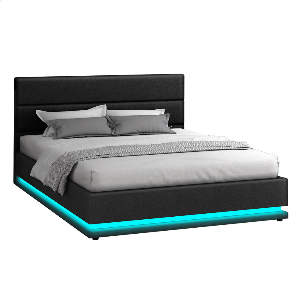 Black Aurora Upholstered Gas Lift Bed